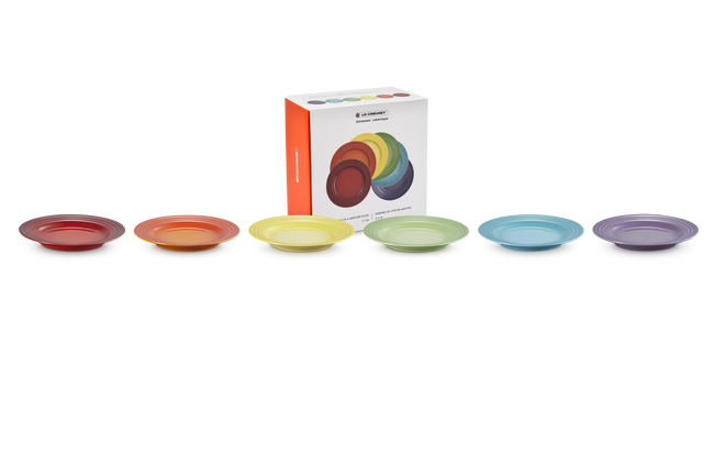 Stoneware Rainbow Set of 6 Appetizer Plates image number 1